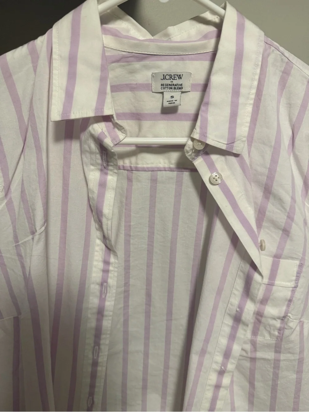 J. Crew womens White Shirt with Lavender Stripes